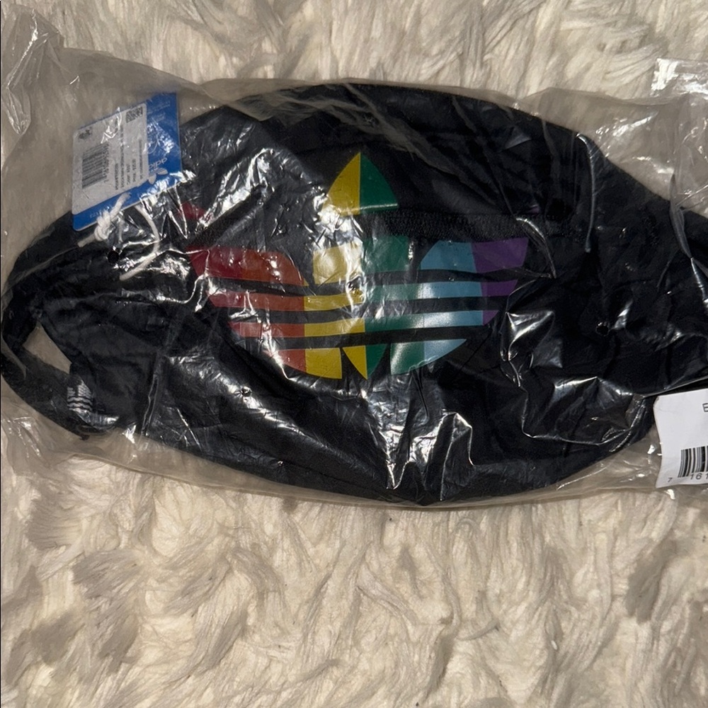 Adidas Black Fanny Pack with Multicolor Logo
